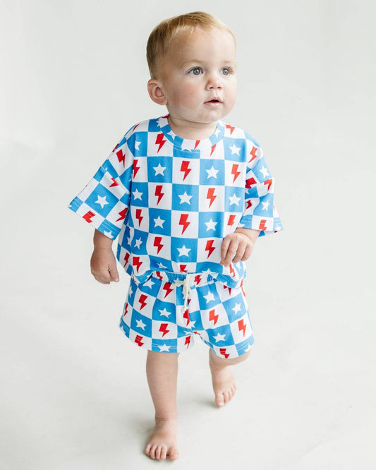 4th of July Kids Shorts Set | Checks & Stars