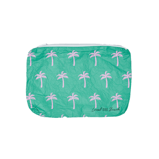 Green Neon Palms Water Resistant Tyvek Printed Pouch