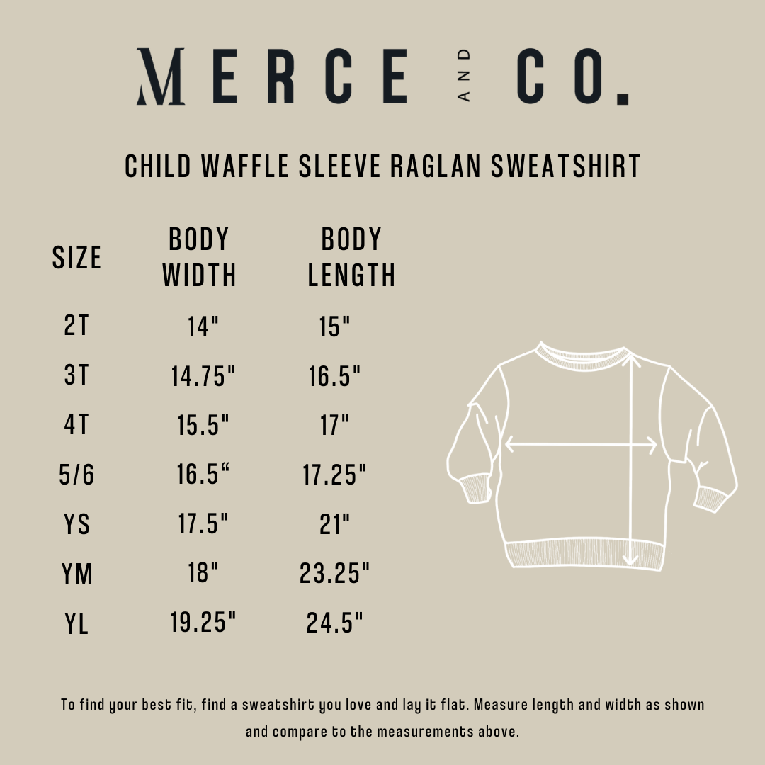 Land of the Free Child Waffle Sleeve Crewneck - Navy / White