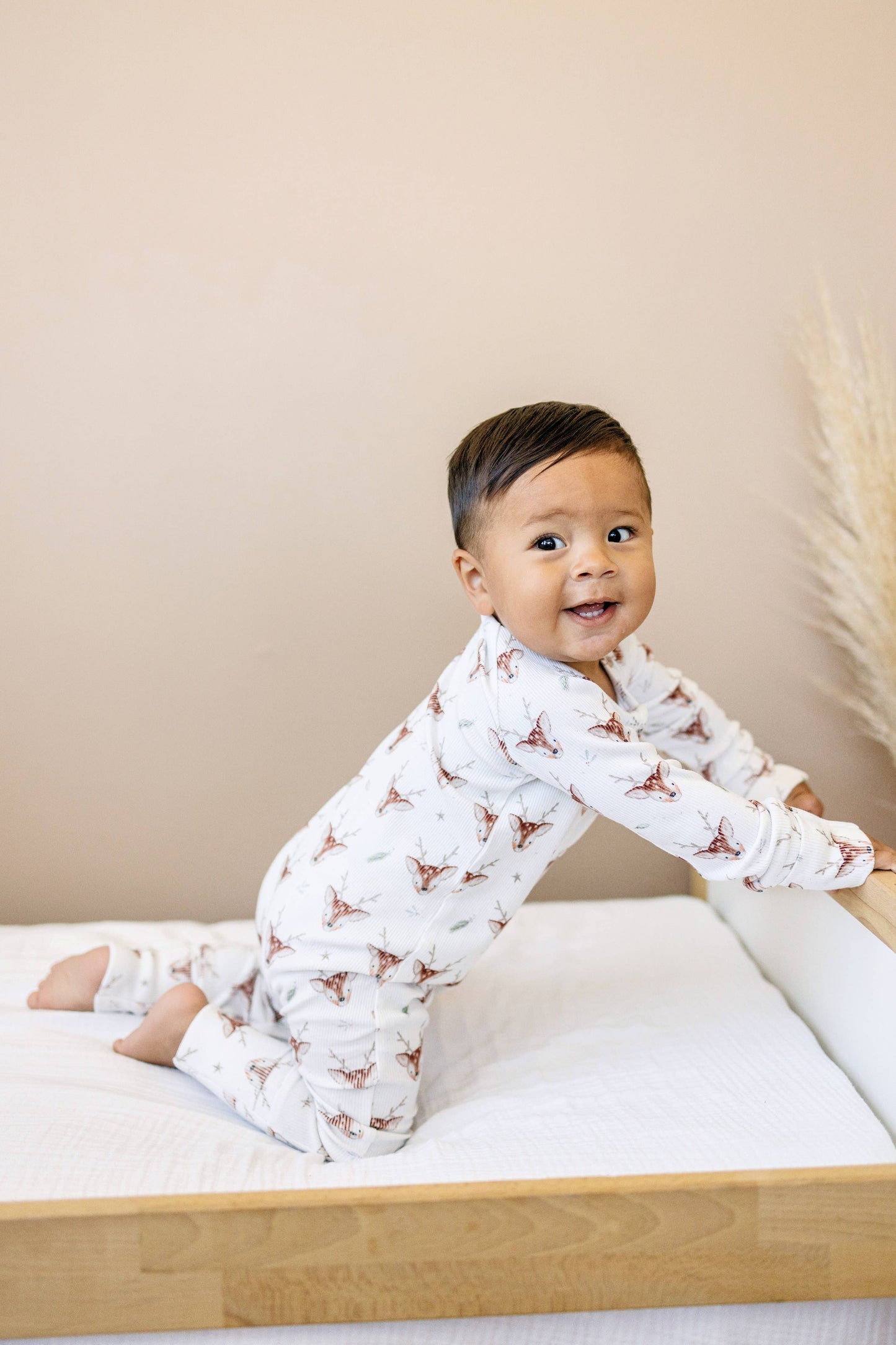 Reindeer Bamboo  Ribbed Zippy Romper