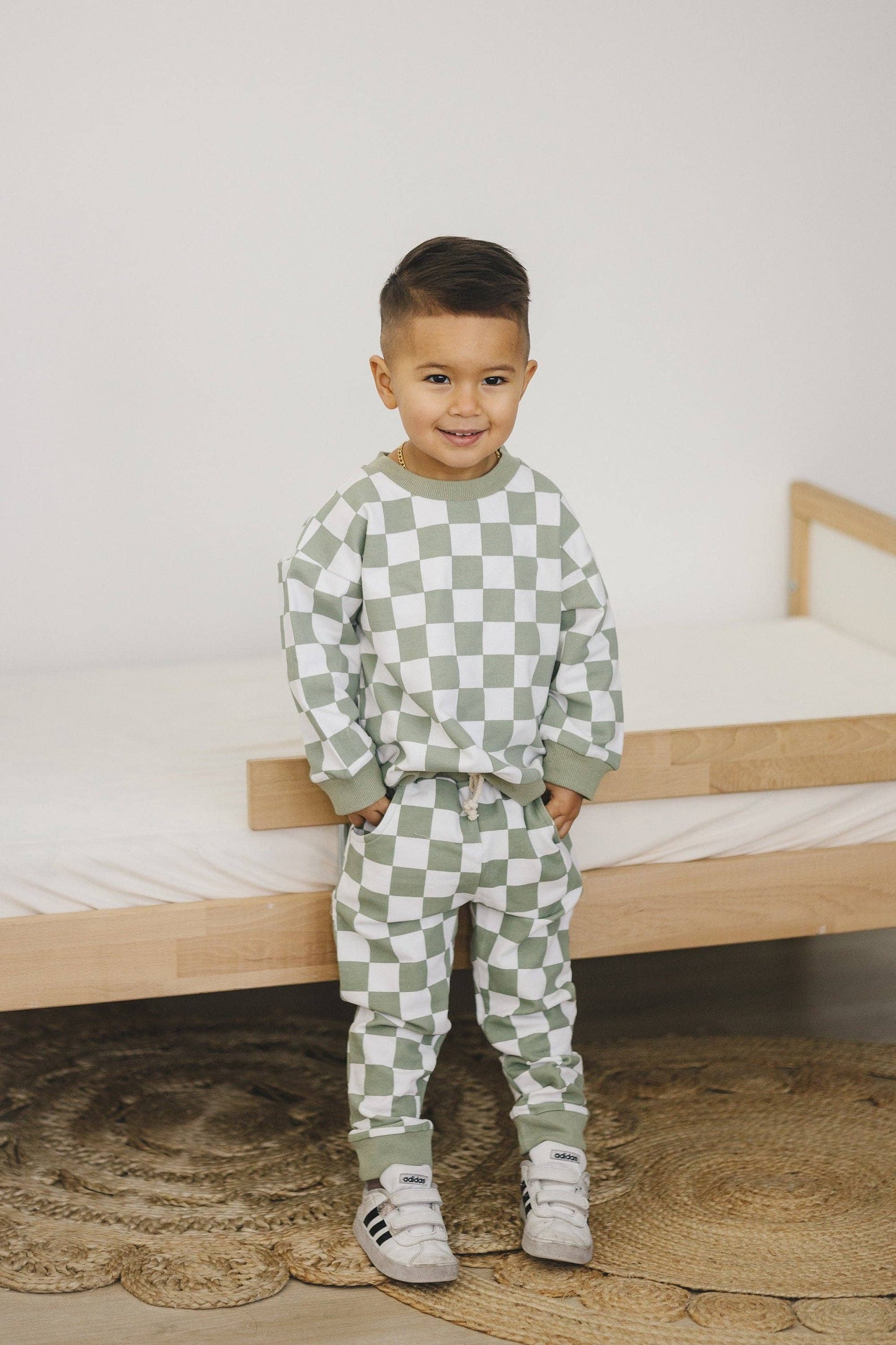 Organic Cotton Checkered 2-Piece Sweatsuit