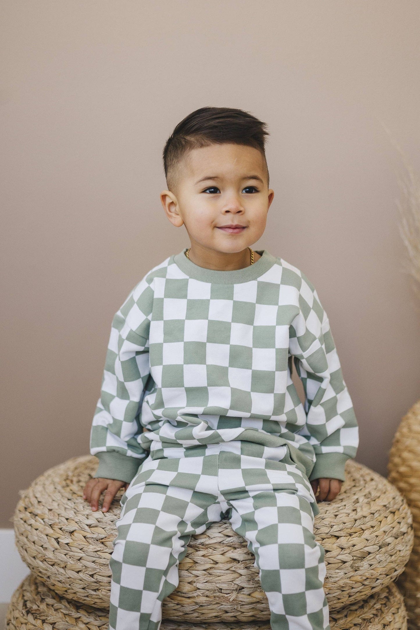 Organic Cotton Checkered 2-Piece Sweatsuit