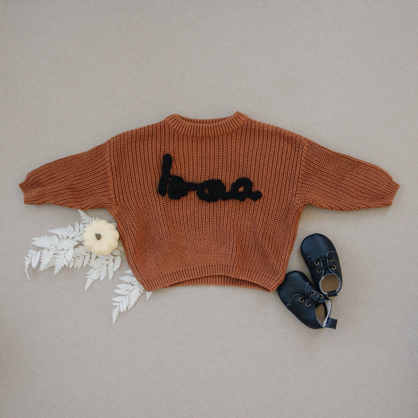 BOO Hand Embroidered Halloween Sweater