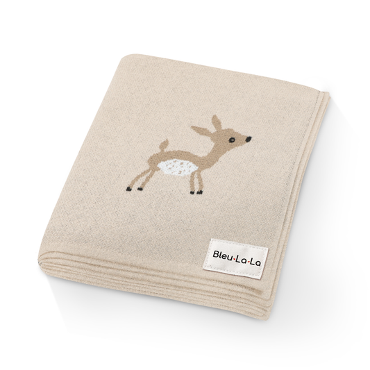 100% Luxury Cotton Swaddle Receiving Baby Blanket - Deer