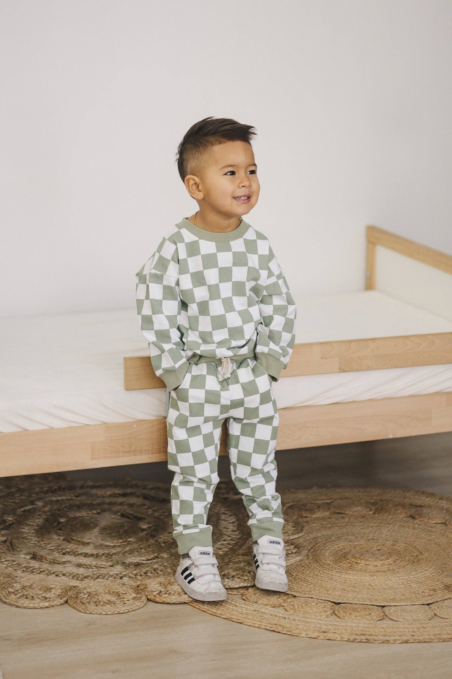 Organic Cotton Checkered 2-Piece Sweatsuit