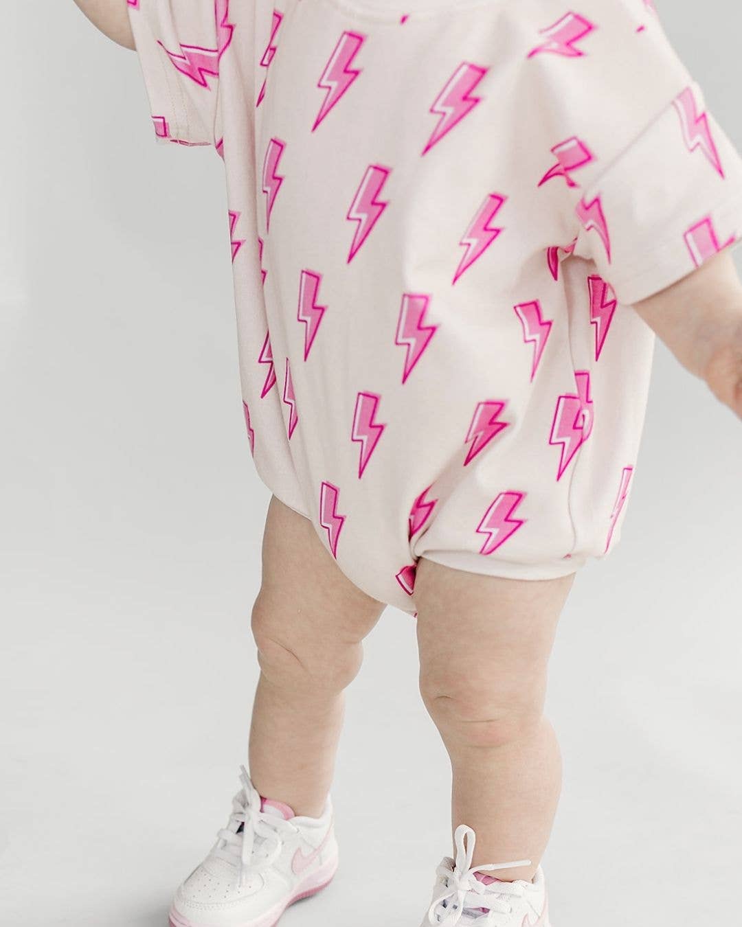 Short Sleeve Bubble Romper | Pink Bolts