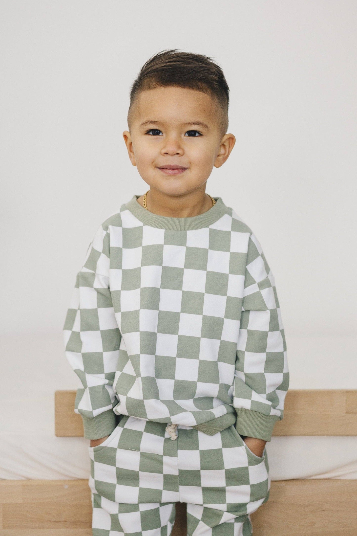 Organic Cotton Checkered 2-Piece Sweatsuit