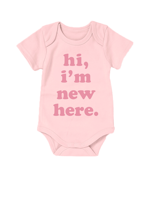 hi, i'm new here onesie pink