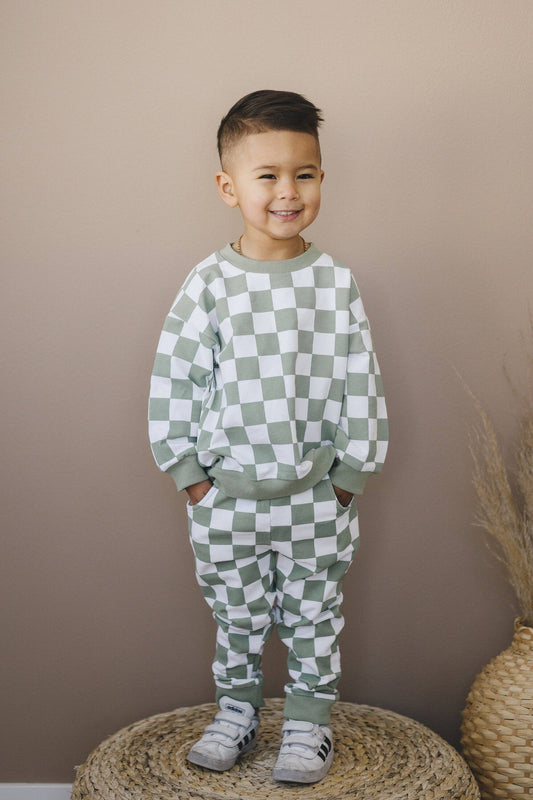 Organic Cotton Checkered 2-Piece Sweatsuit