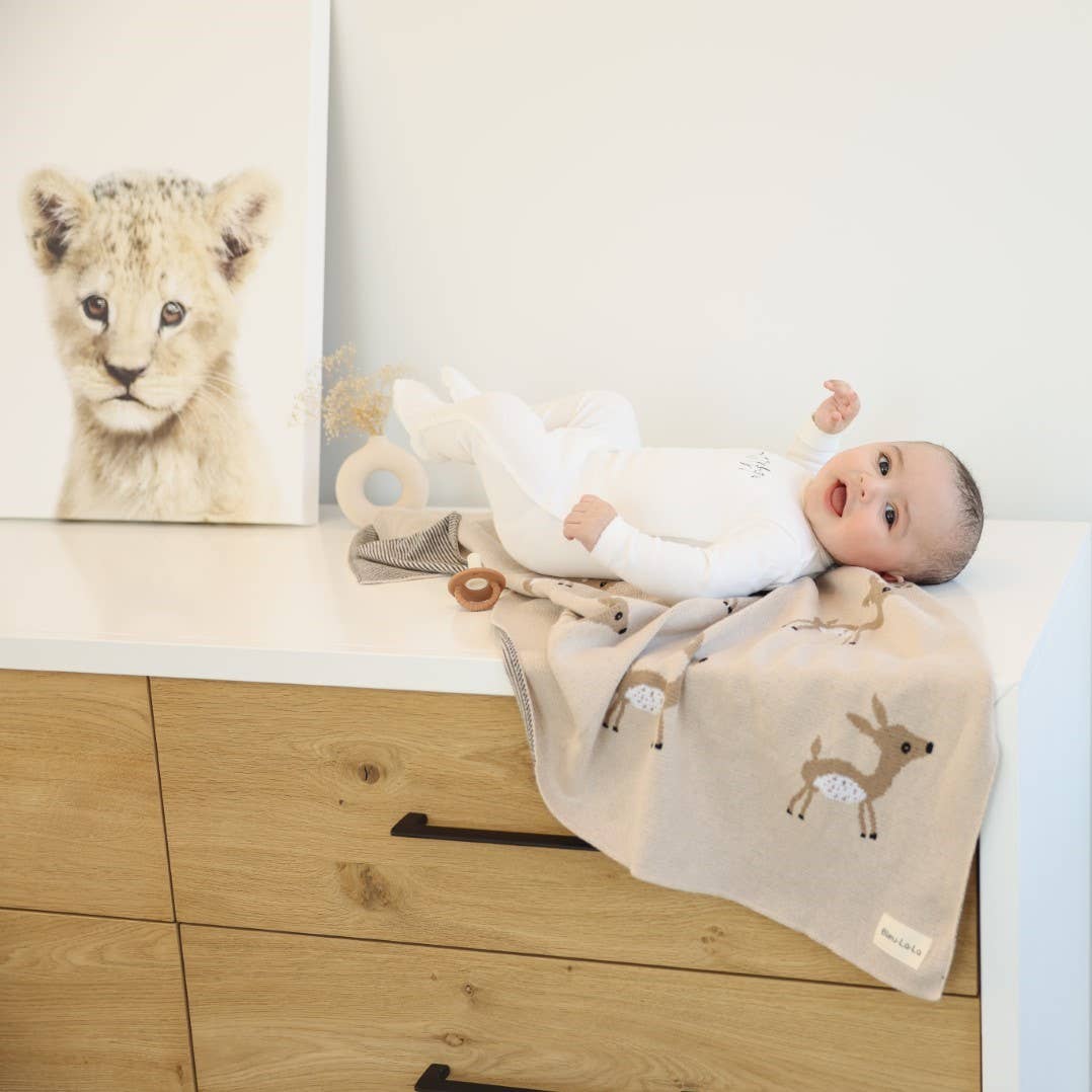 100% Luxury Cotton Swaddle Receiving Baby Blanket - Deer