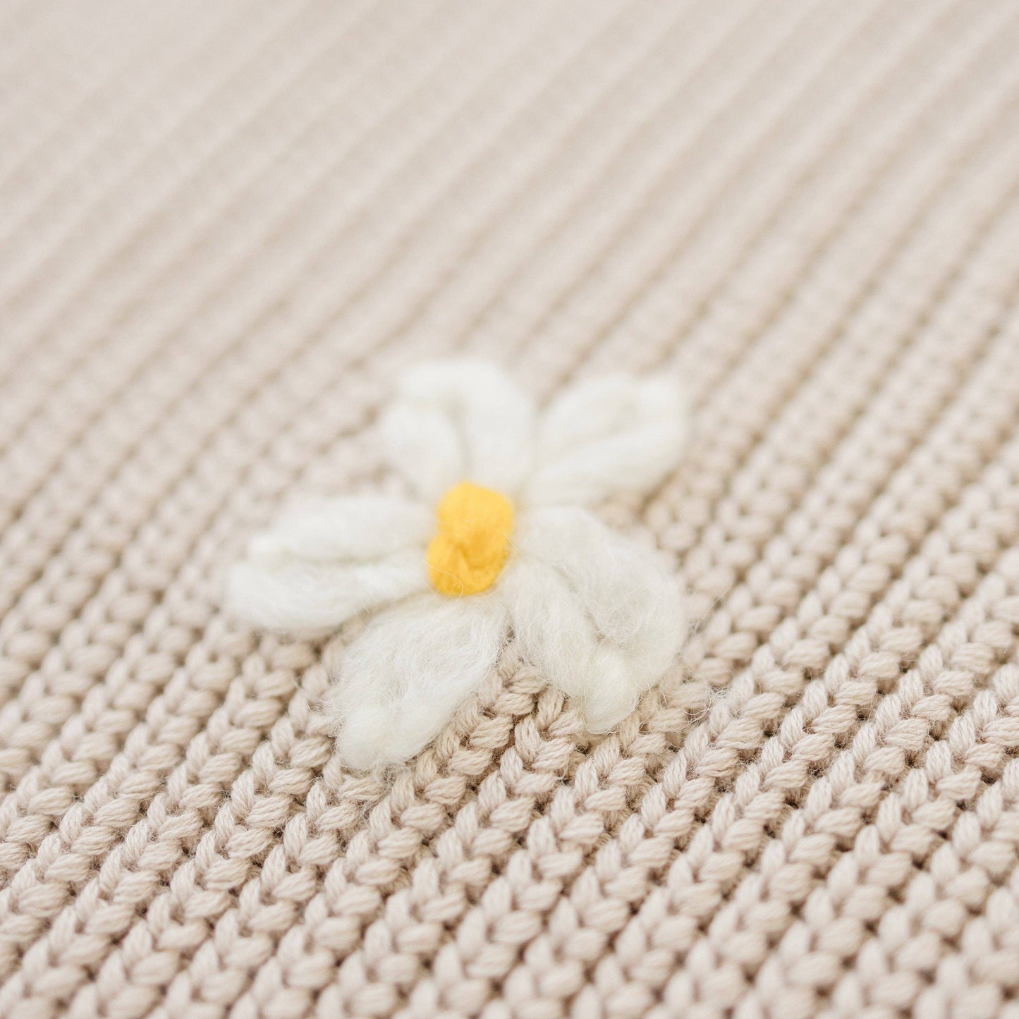 Neutral Daisy Hand Embroidered Chunky Knit Sweater for Babies & Toddlers