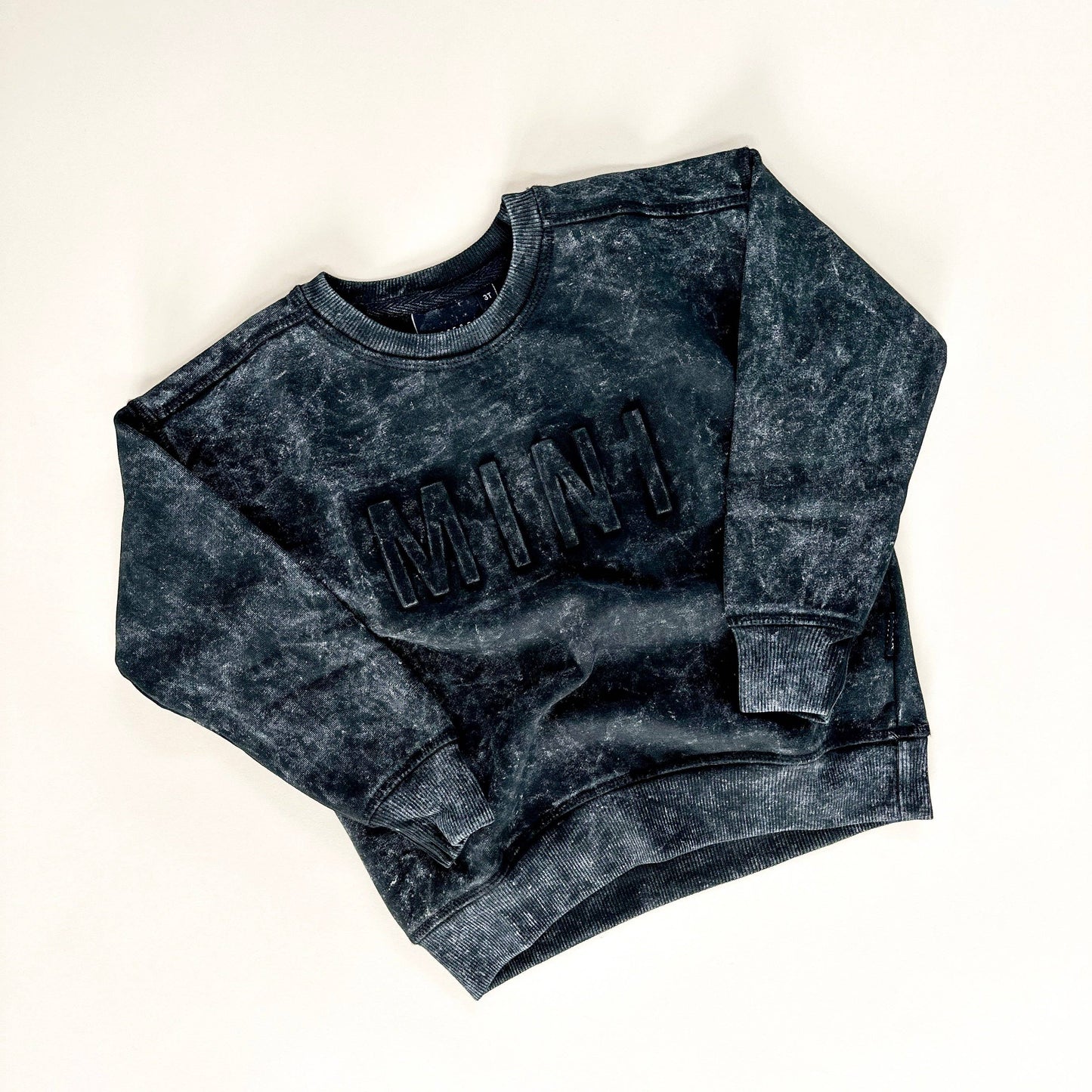 Mini Child Signature Crewneck - Acid Wash Black