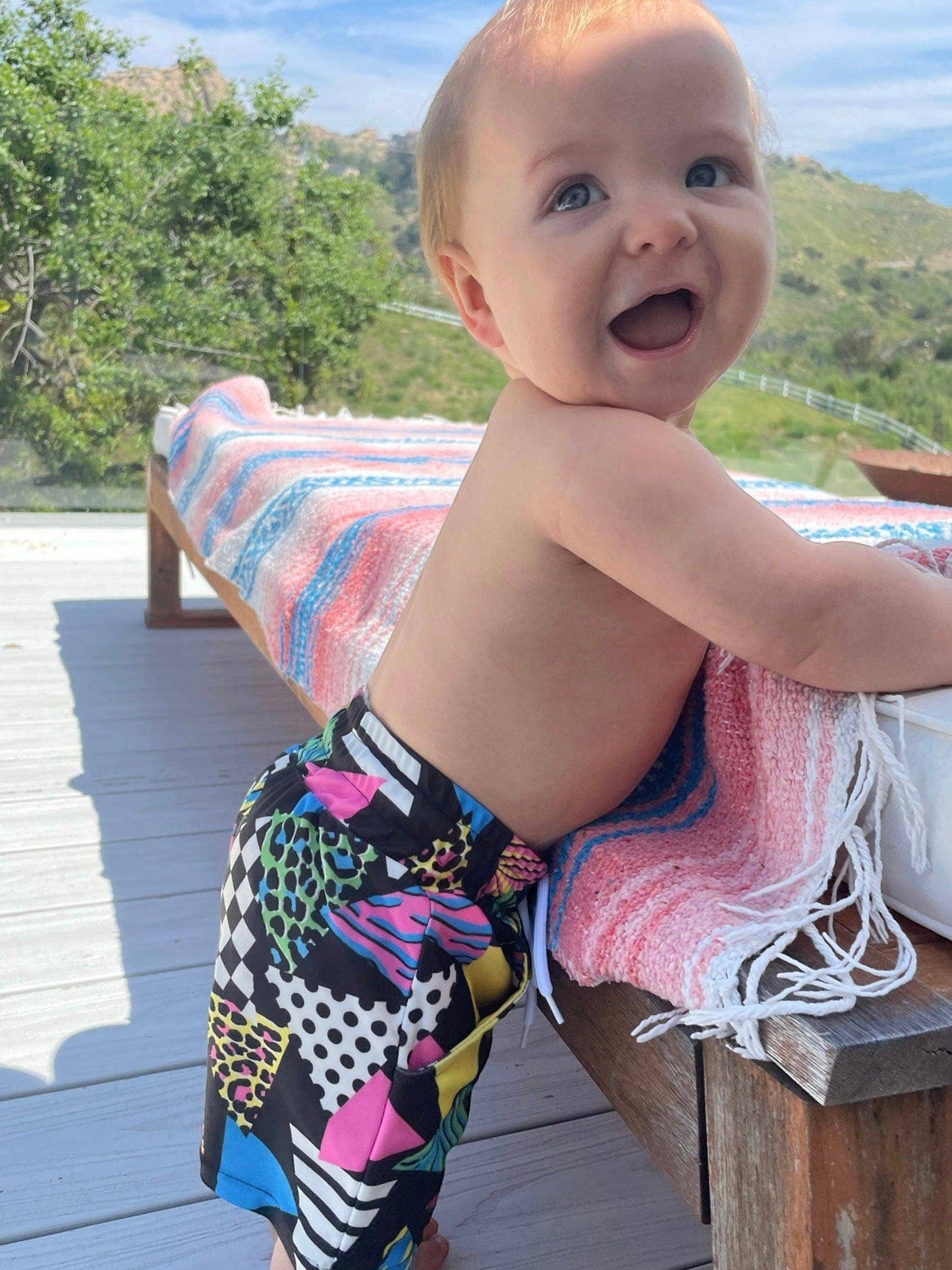 Kids 80's Print Swim Trunk