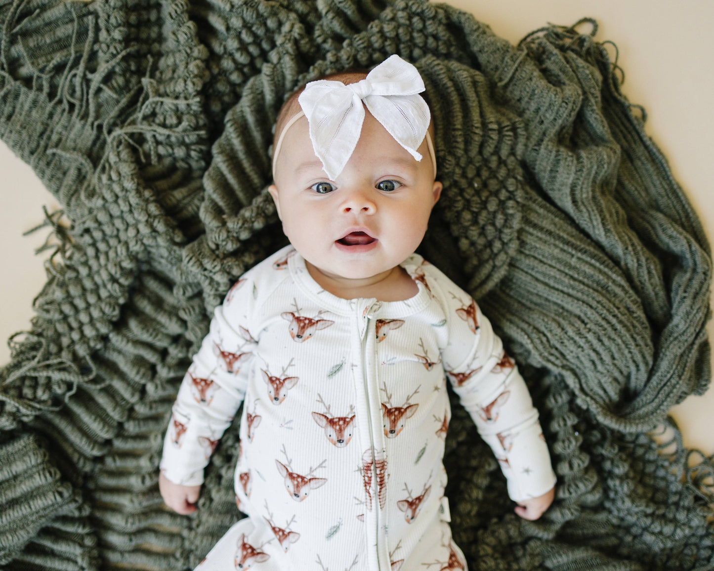 Reindeer Bamboo  Ribbed Zippy Romper