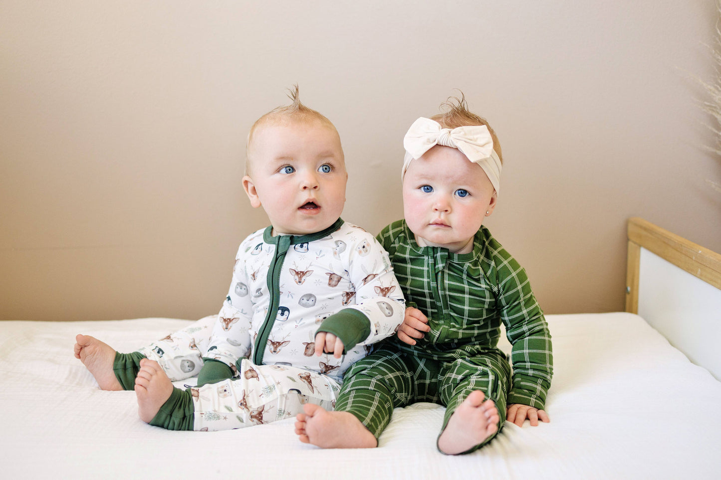 Christmas Green Plaid Bamboo Zippy Romper