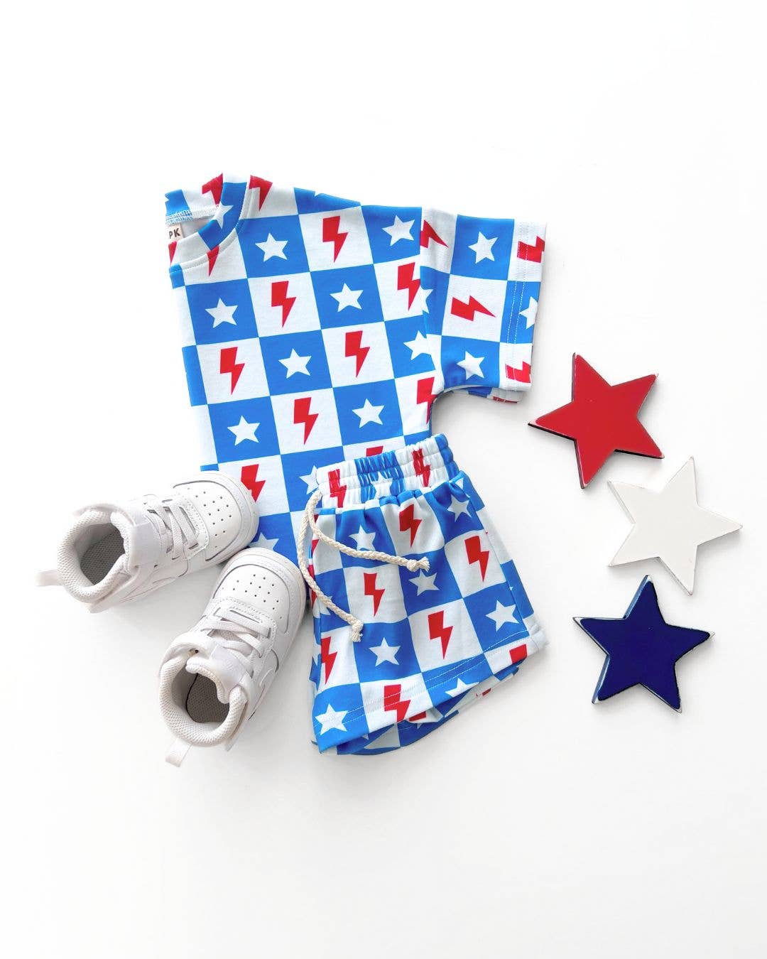 4th of July Kids Shorts Set | Checks & Stars