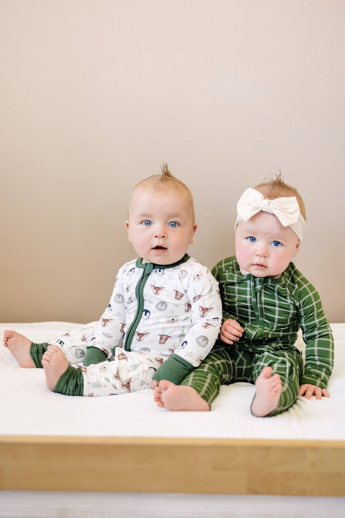 Christmas Green Plaid Bamboo Zippy Romper