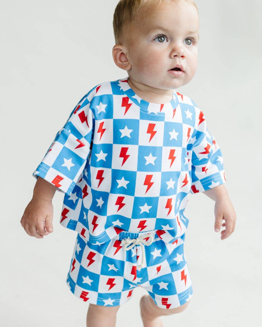 4th of July Kids Shorts Set | Checks & Stars