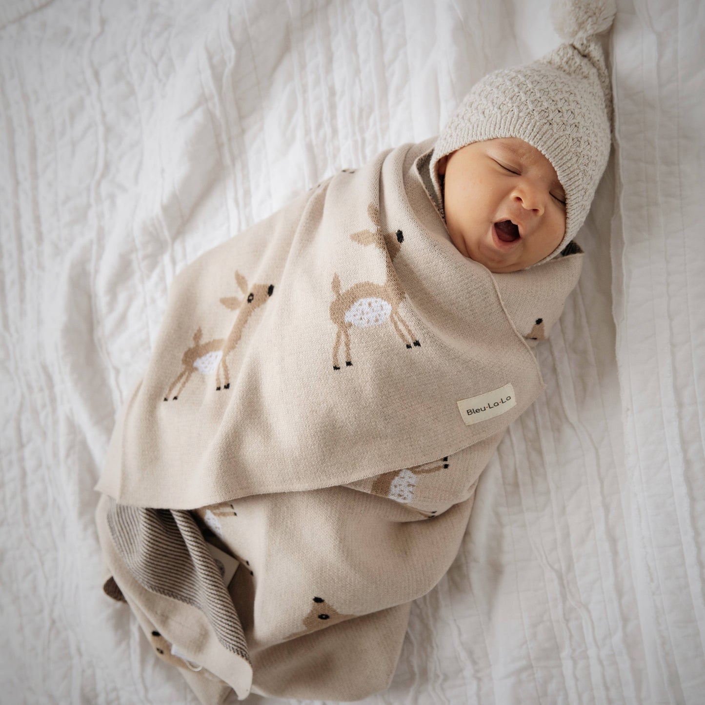 100% Luxury Cotton Swaddle Receiving Baby Blanket - Deer