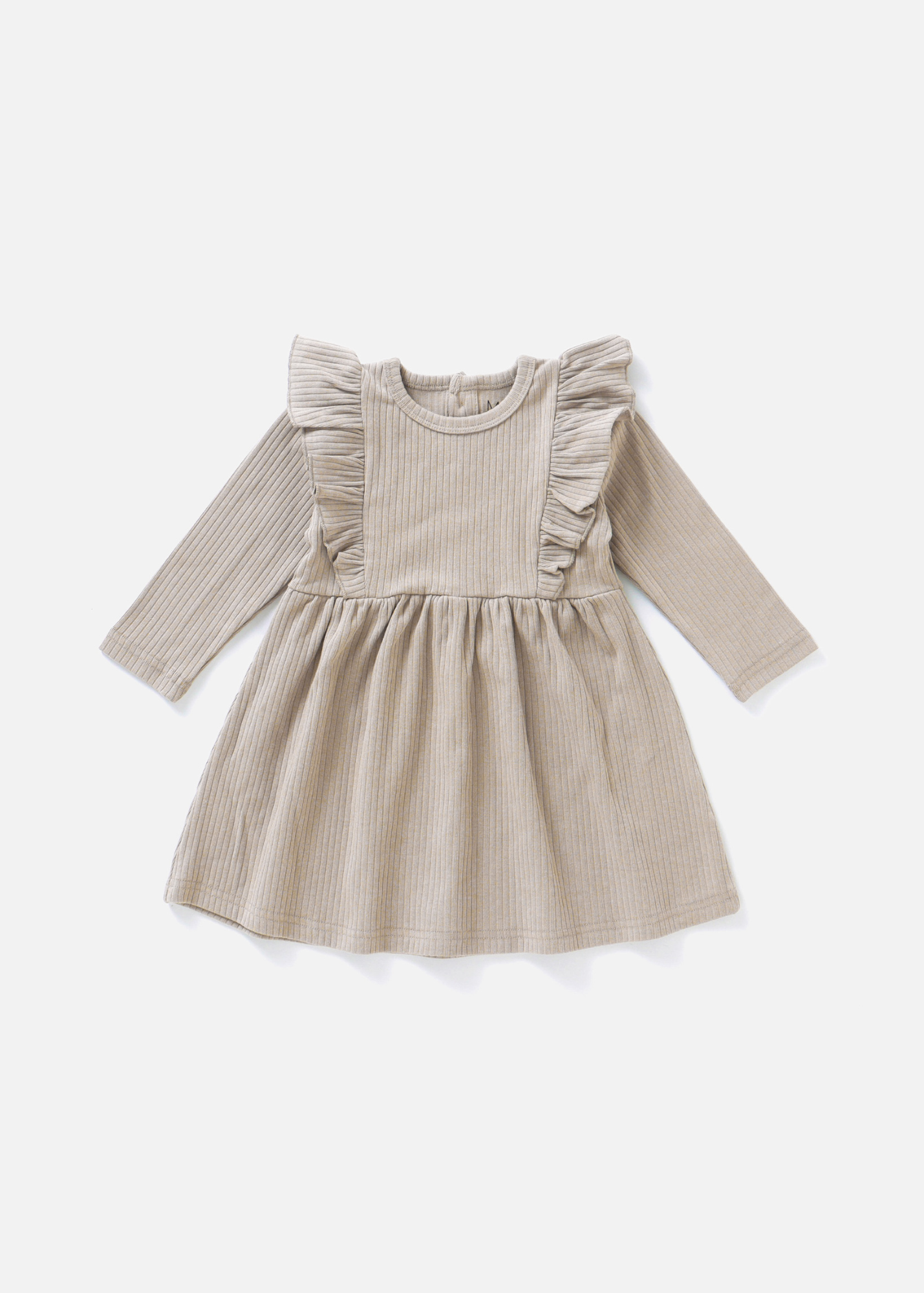 Mila & Co - Ribbed Flutter Dress - Mushroom