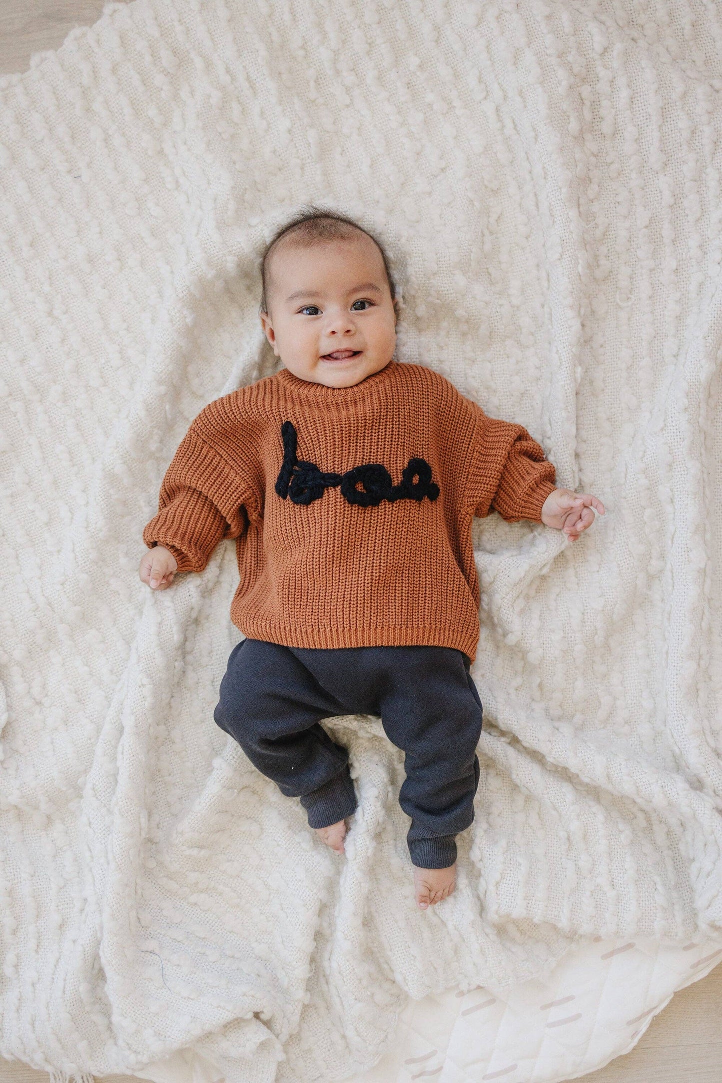 BOO Hand Embroidered Halloween Sweater