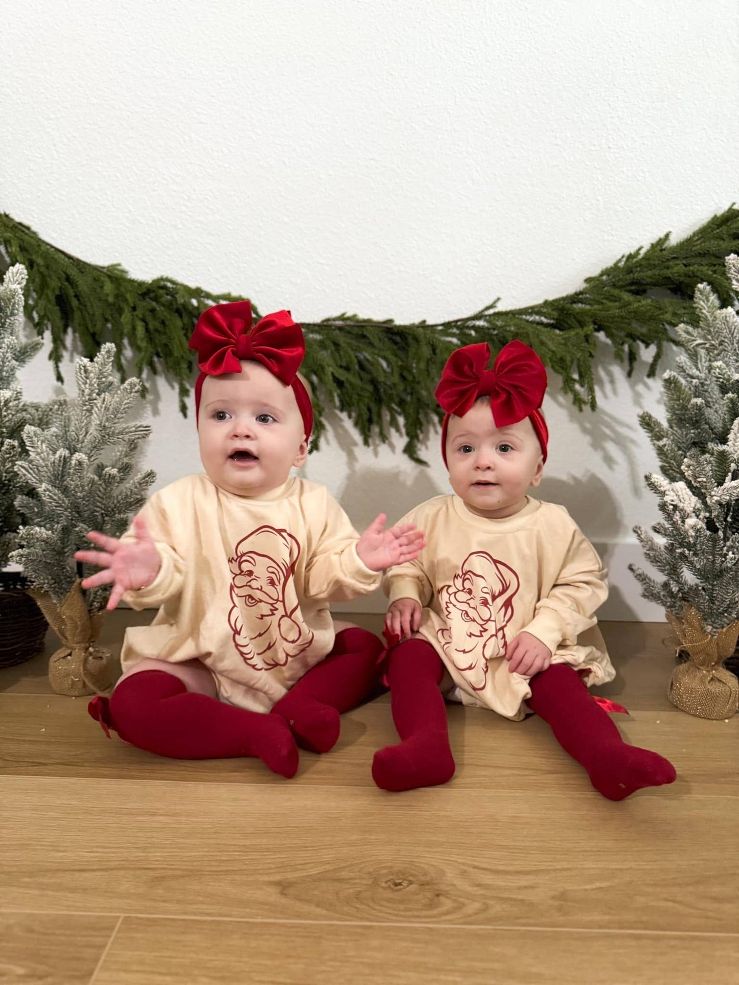 Vintage Santa Christmas Sweatshirt Romper Baby Clothes Xmas