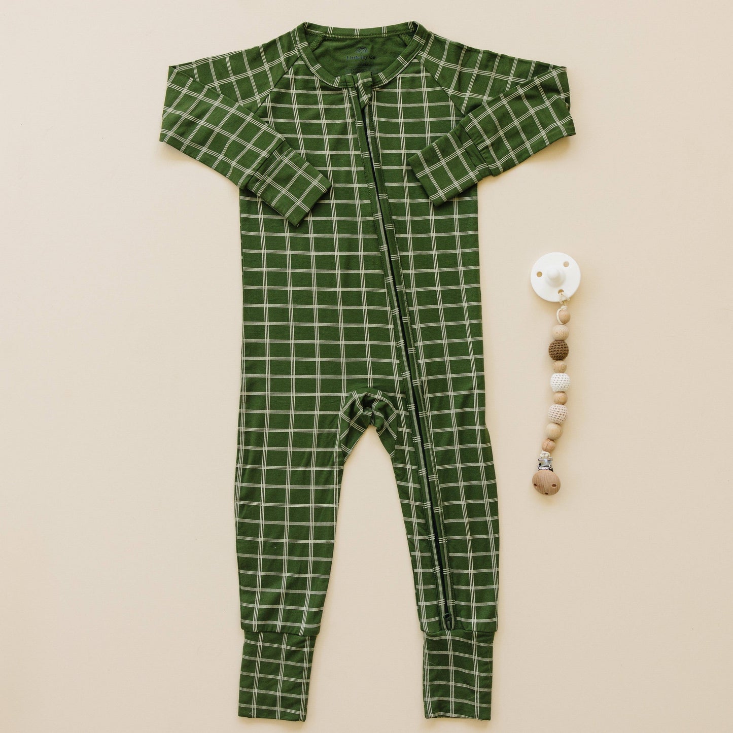 Christmas Green Plaid Bamboo Zippy Romper