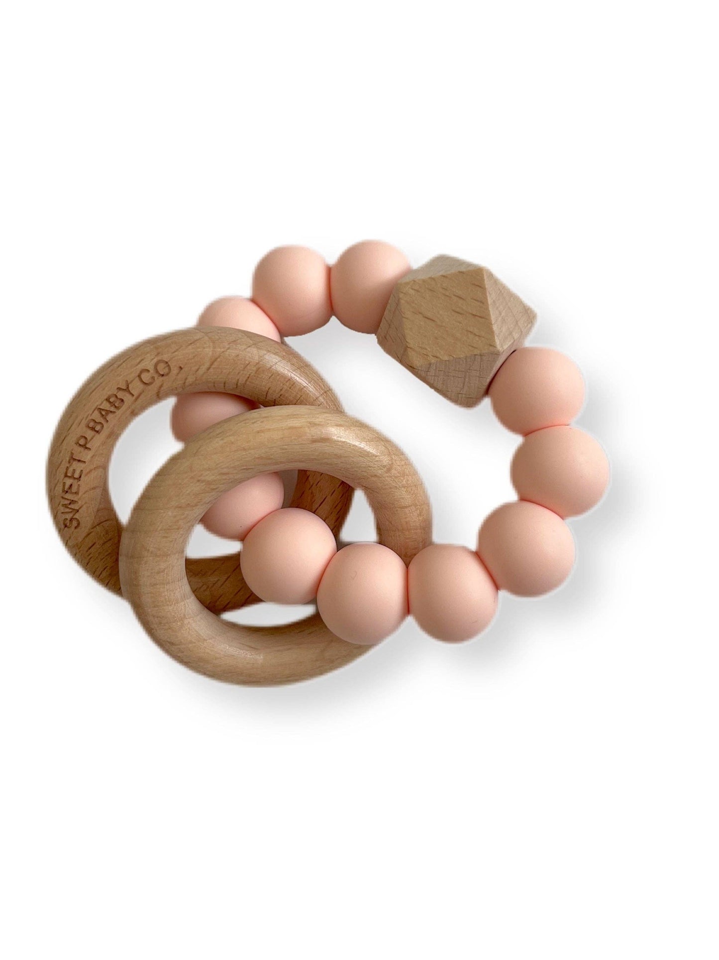 Cotton Candy Double Ring Wooden Teether