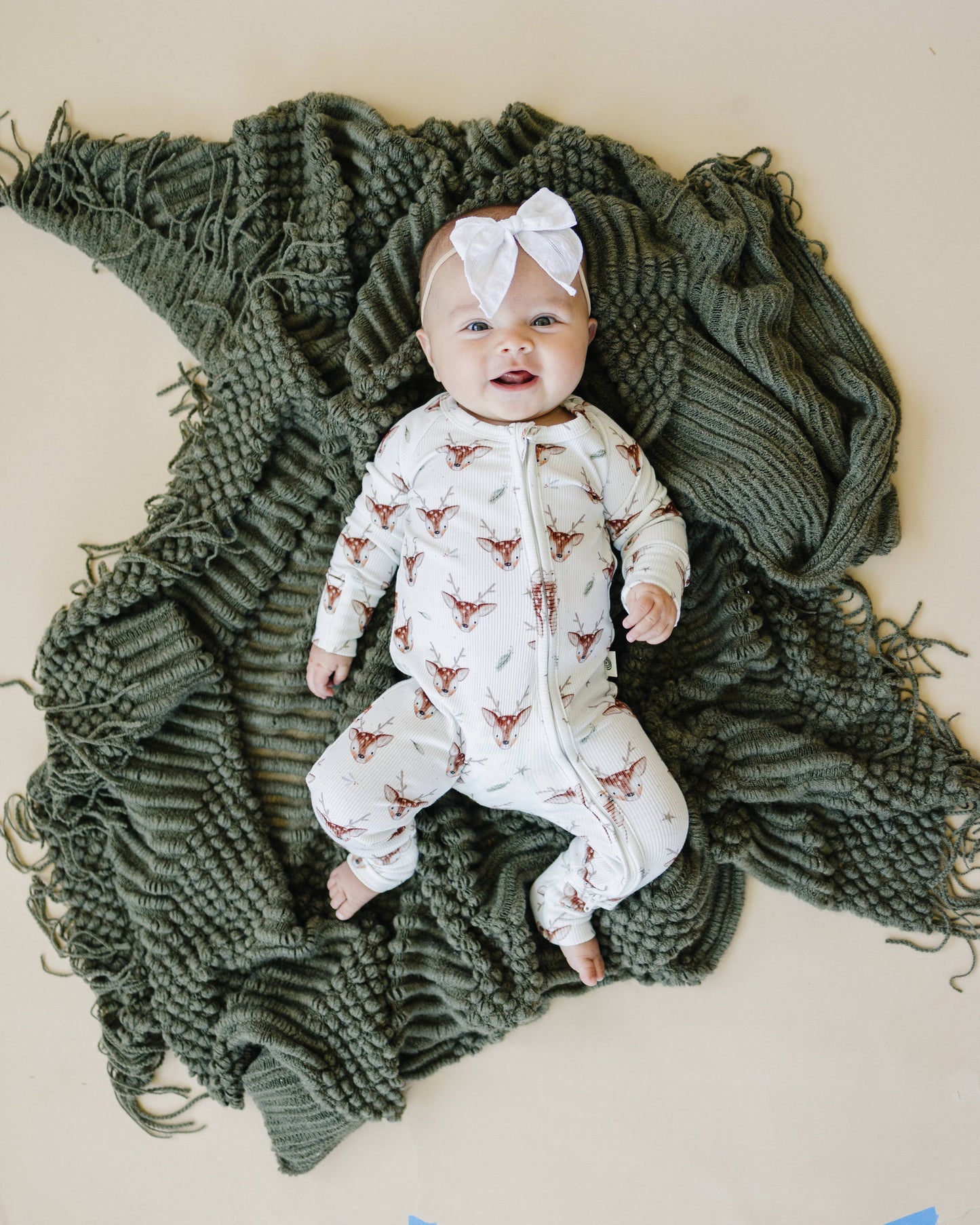 Reindeer Bamboo  Ribbed Zippy Romper