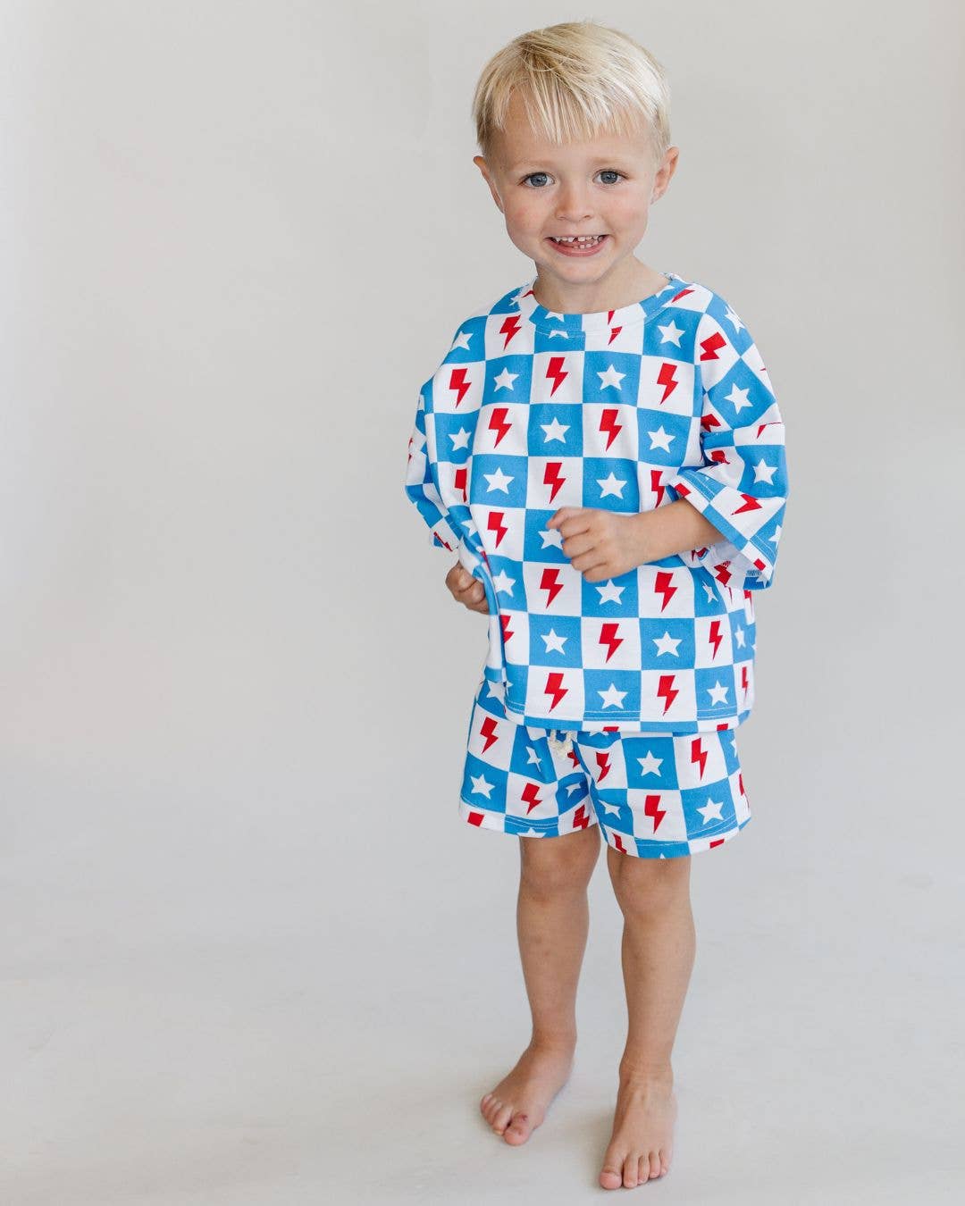 4th of July Kids Shorts Set | Checks & Stars