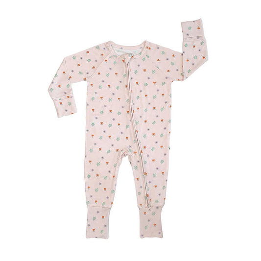 Floral Bamboo Baby Pajamas - Sweet Blooms, Convertible