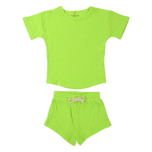 Lime Green Summer Waffle Toddler Top & Bottom Set