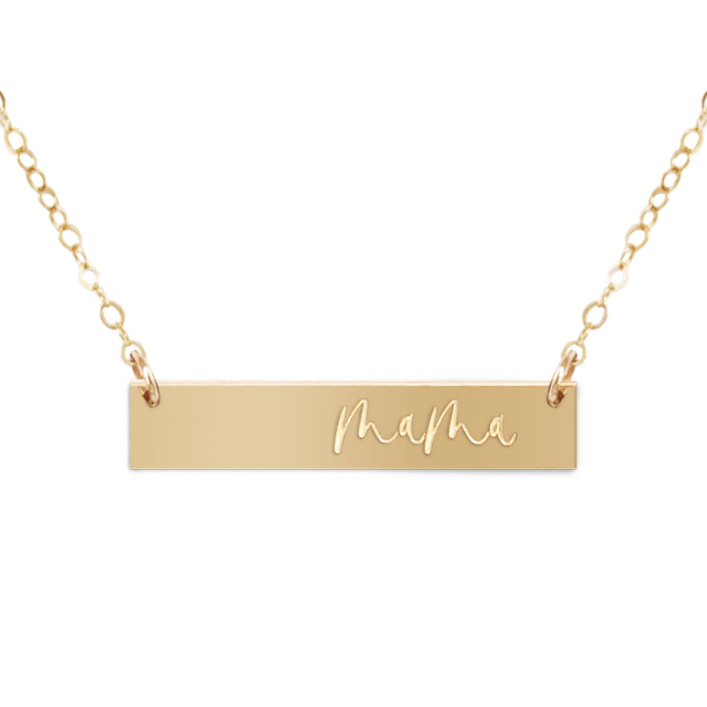 Mama Gold Filled Engraved Bar Necklace