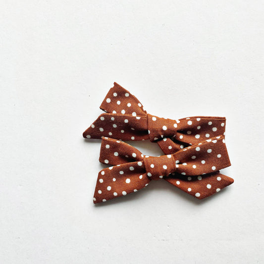 Camel Dotted Pigtail Bows