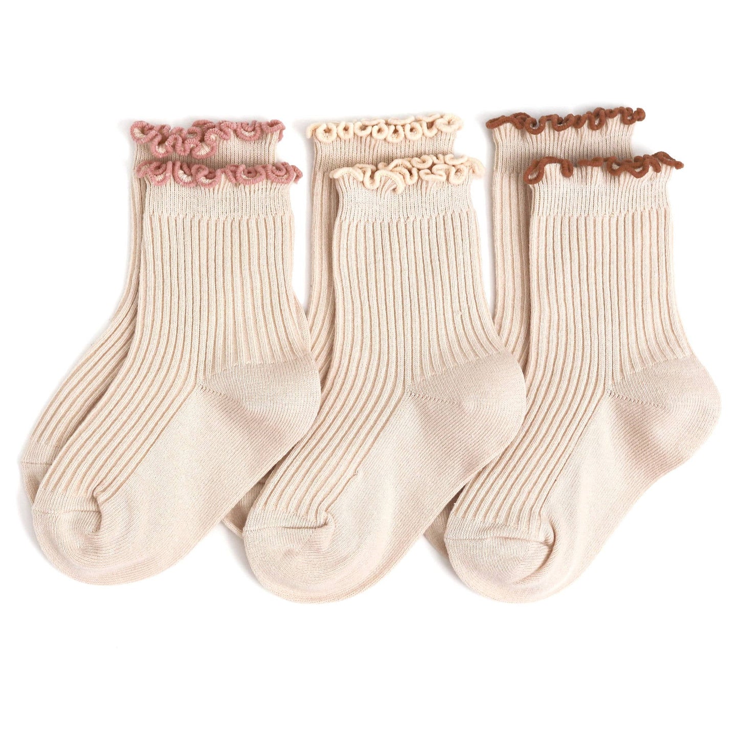 Little Stocking Co - Vanilla Lettuce Trim Midi Sock 3-Pack