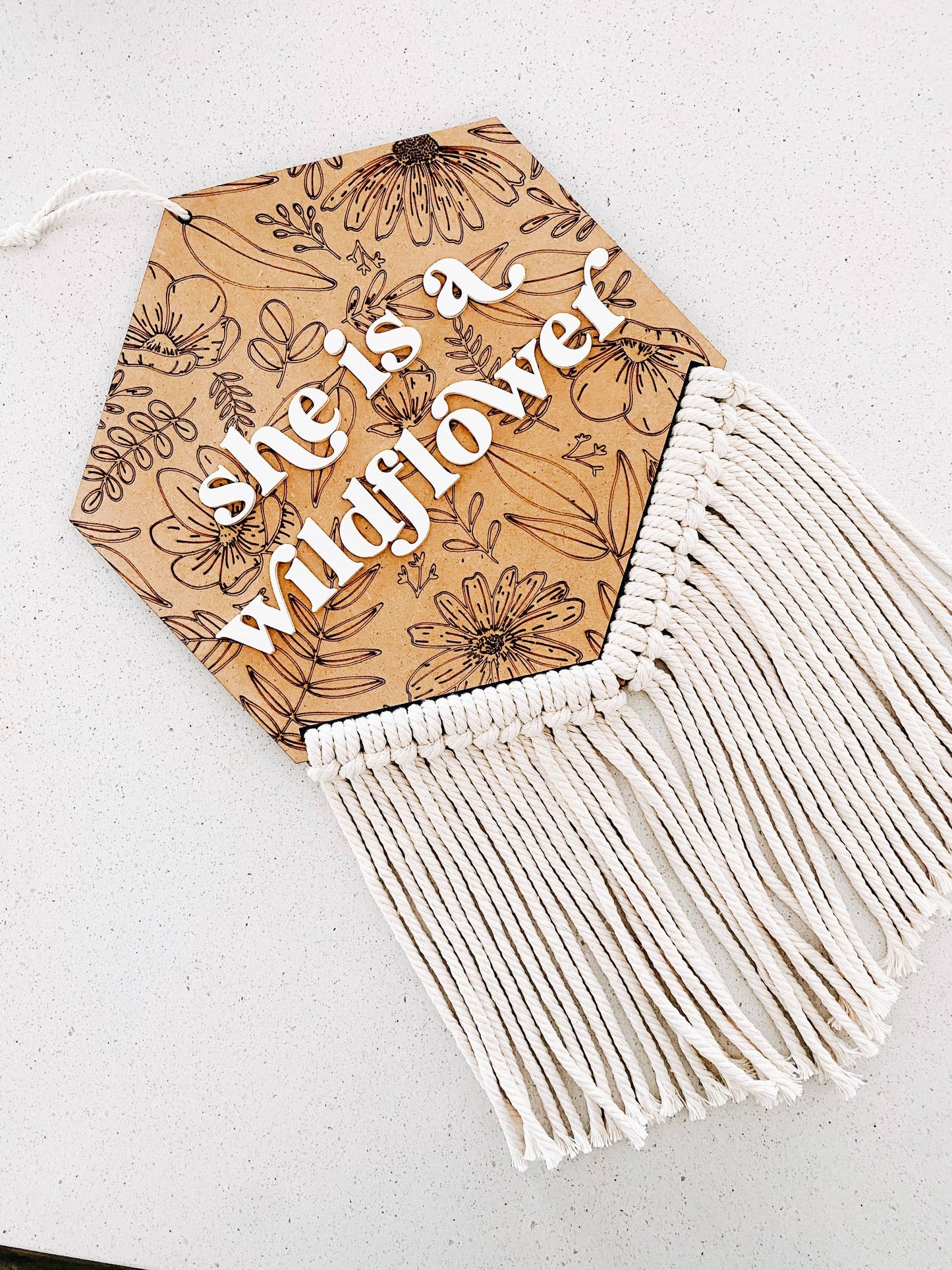 She is a Wildflower Macrame Sign