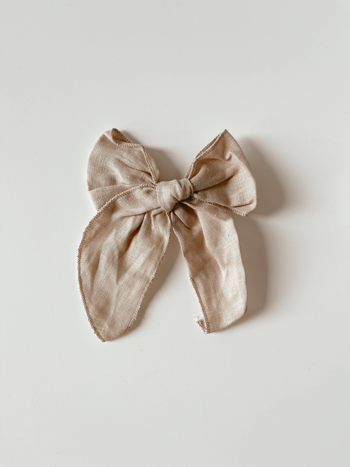 Oversized Frill Cotton Bow Clip | Tan