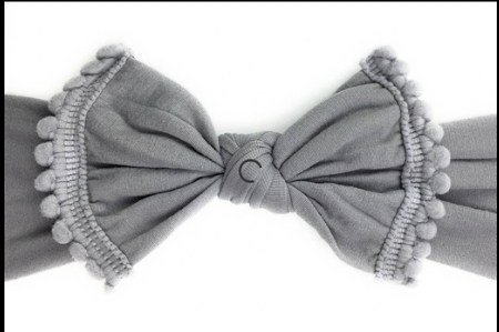 Baby Wisp - Grey Pom Pom Headband