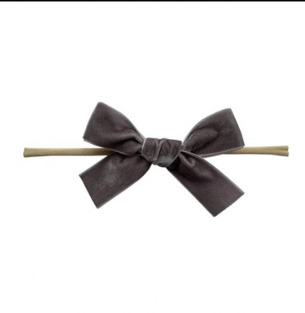 Baby Wisp - Grey Velvet Bow