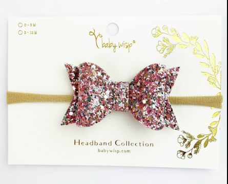 Baby Wisp - Pink Glitter Bow