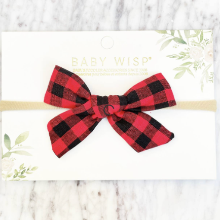 Baby Wisp - Red/Black Buffalo Plaid Bow