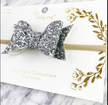 Baby Wisp - Silver Glitter Bow