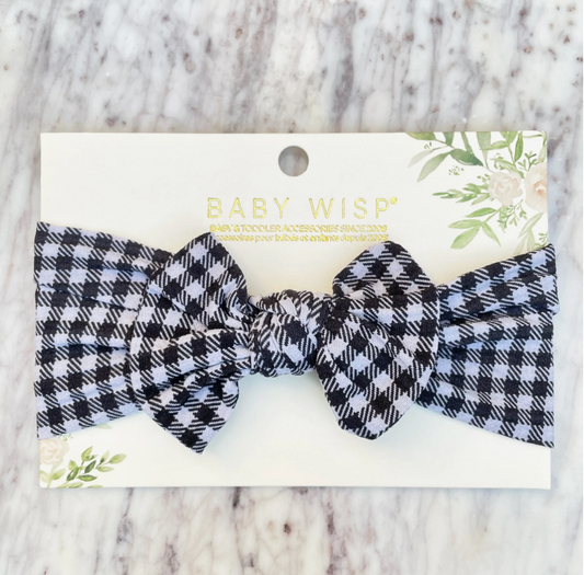 Baby Wisp - Black/White Gingham Bow