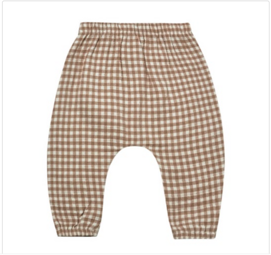 Quincy Mae - Cocoa Gingham Woven Pant