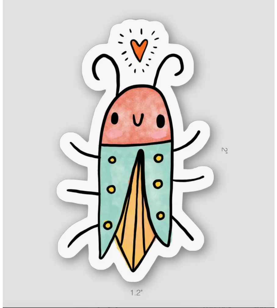 Nightly Doodles - Bug Love Beetle Sticker