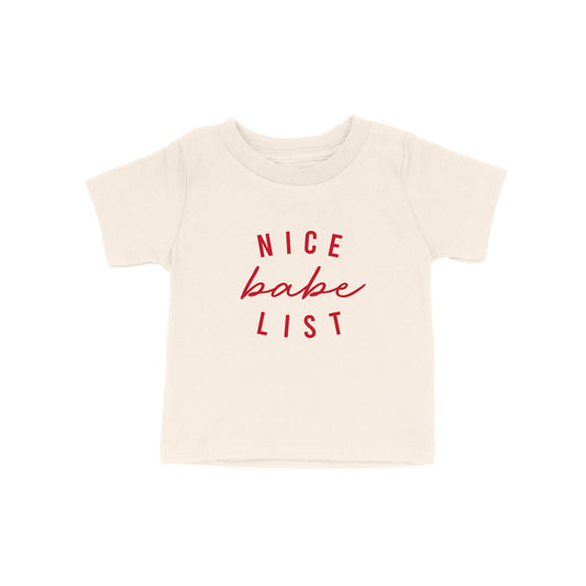 Nice Babe List - Ivory Kids Tee, Winter Christmas Toddler