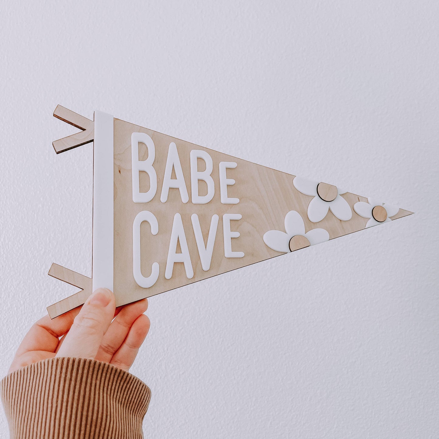 Babe Cave Pennant Banner, Nursery Decor, Wooden Banner