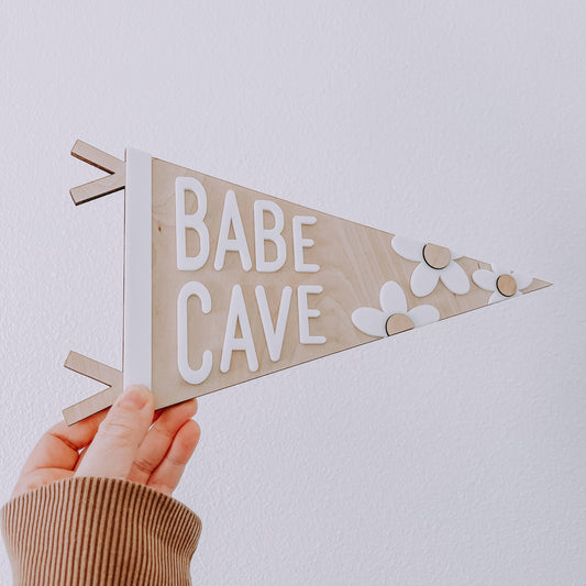 Babe Cave Pennant Banner, Nursery Decor, Wooden Banner