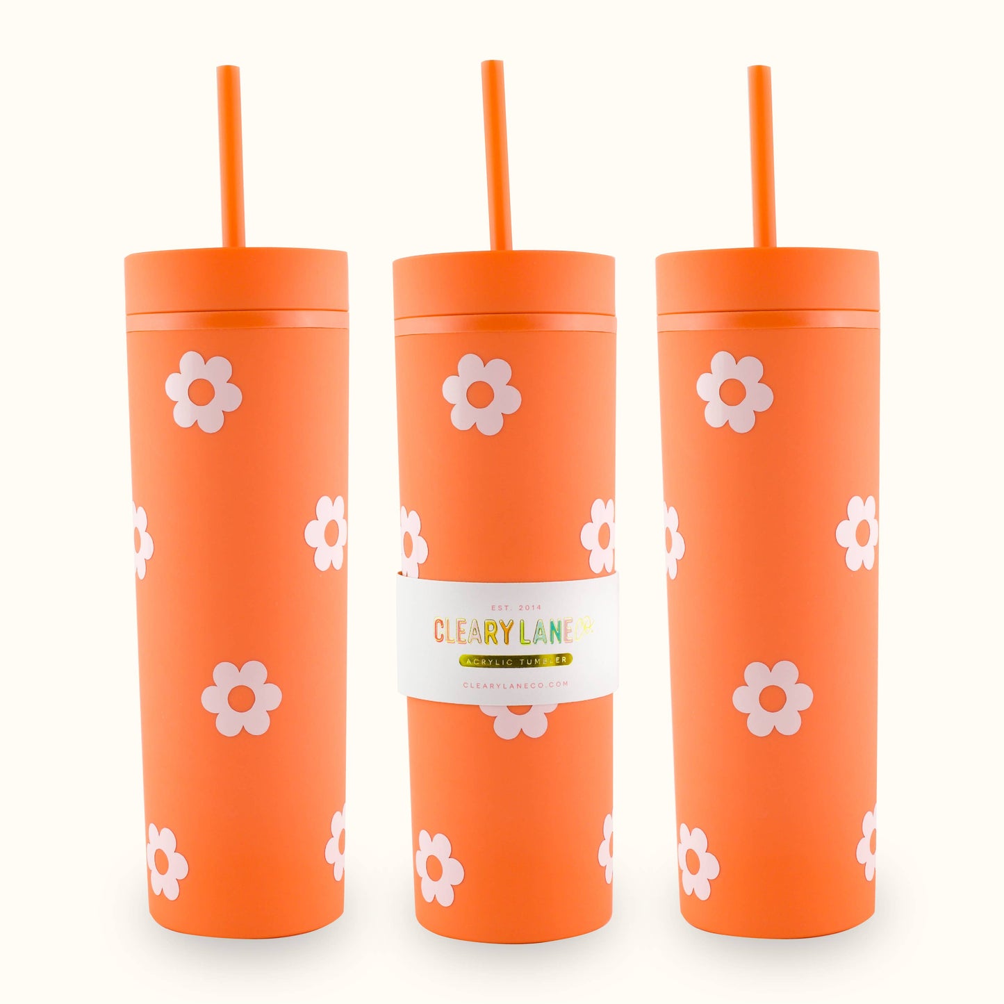 16oz Matte Tumbler Cup | Orange Flowers