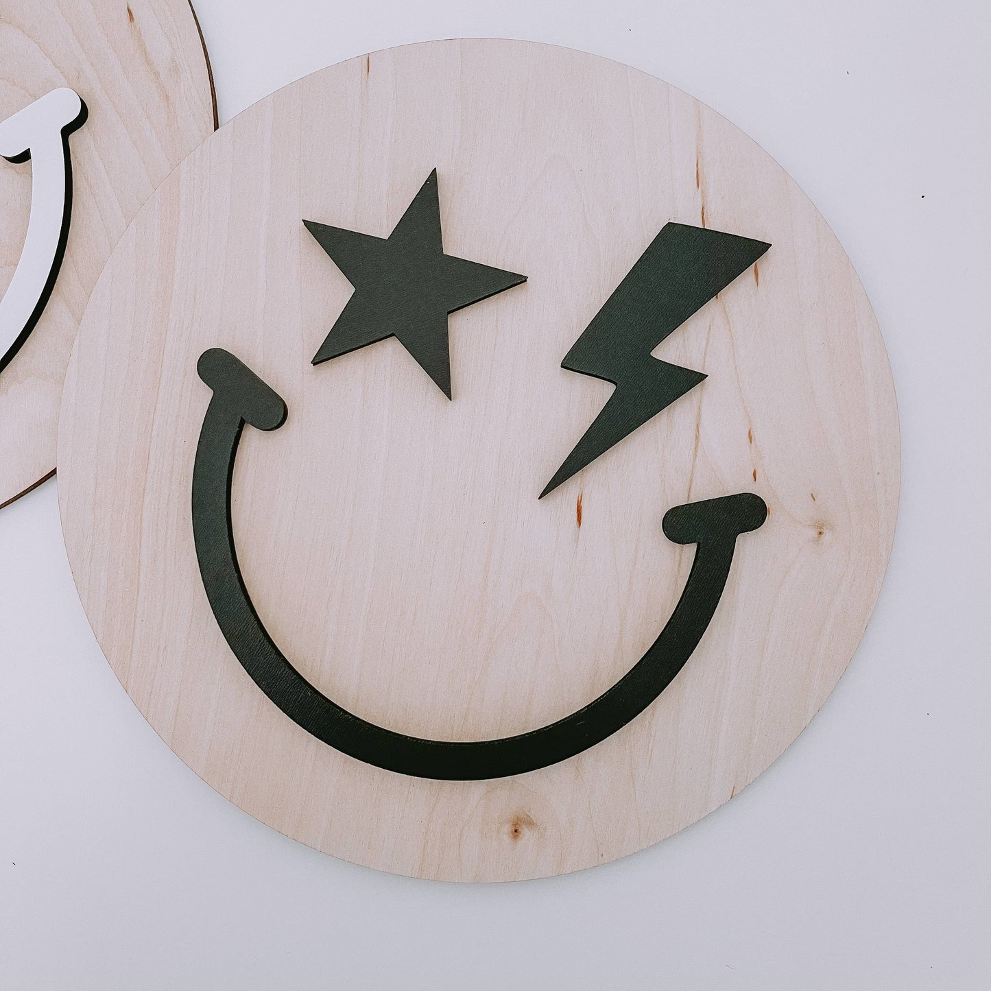 Round Happy Face Sign, Retro Smiley Decor